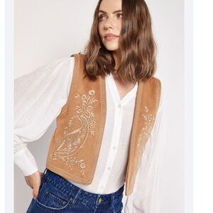 APRICOT Faux Suede Embroidered Vest